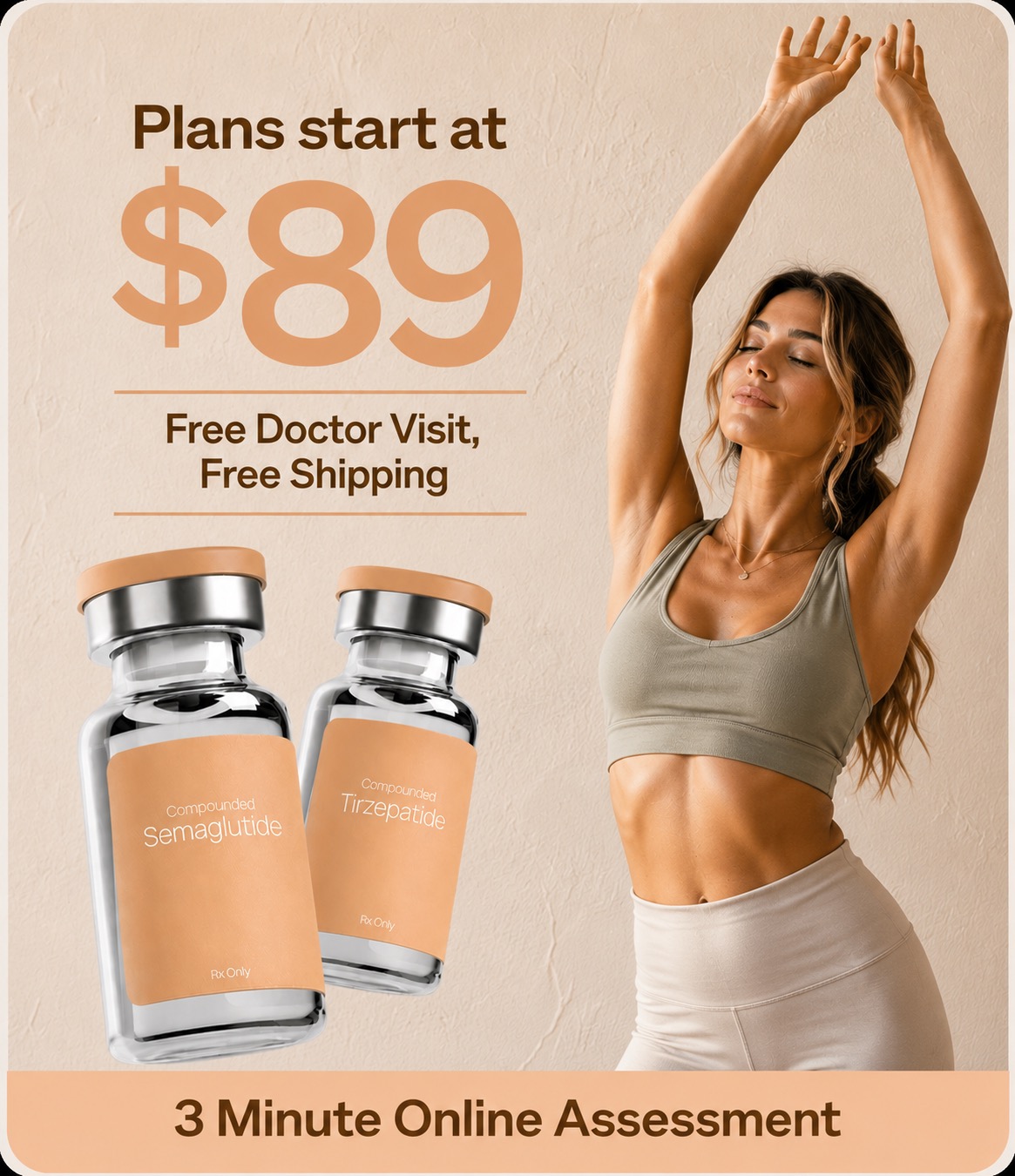Plans start at $89 including medication — three minute online assessment